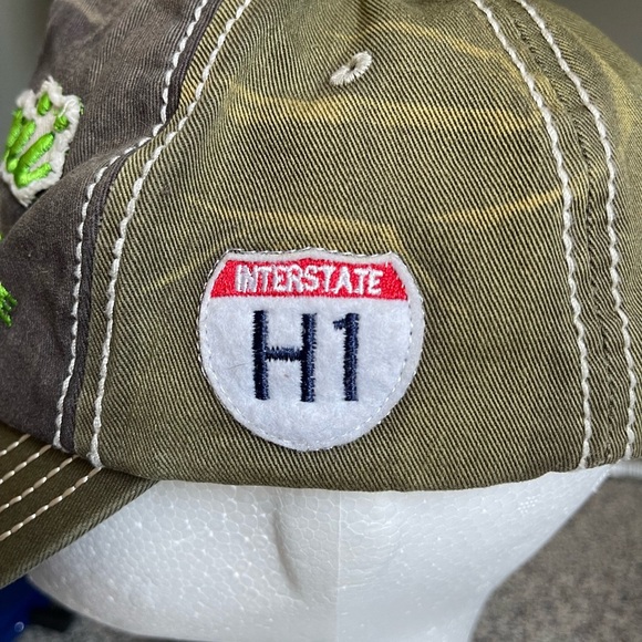 Hawaii Aloha 2015 State Island Logo Khaki Green Distressed Island Crew Cap Hat - Picture 4 of 9